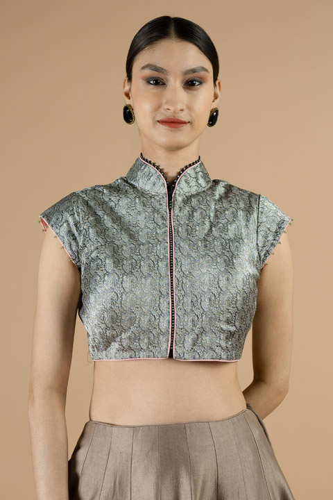 Silver Saree Blouse
